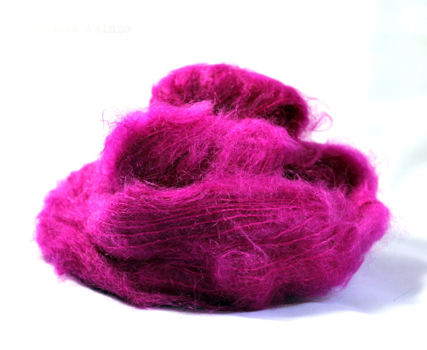 Brushed mohair nylon - worsted yarn - hand dyed - "Radioactive Raspberry Jam" - UK Seller - Mo Mohair