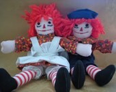Vintage Handmade Raggedy Ann and Andy Rag Dolls