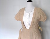Milk and honey- Vintage dress -size large- eyelet lace- khaki- tan