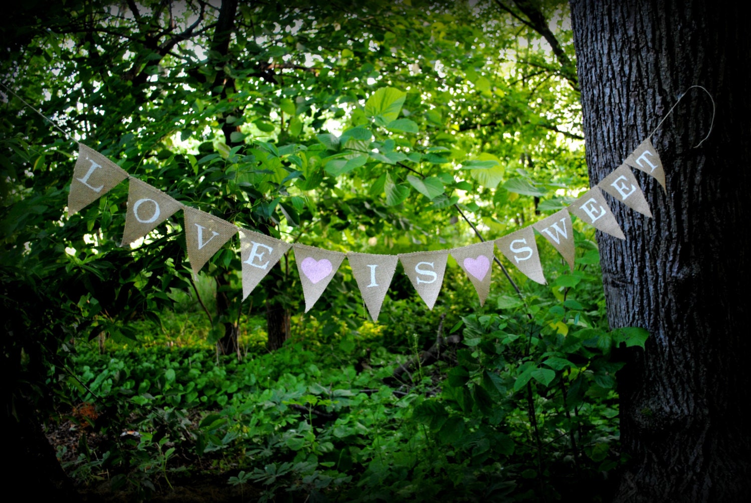 Love is sweet burlap banner. Wedding sign. Rustic bunting garland Il_170x135