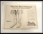 vintage 70s Tandy Leather Company APACHE BOOT PATTERN make your own moccasins diy How To Instructions size 7