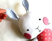 Stuffed rabbit soft toy stuffed bunny rag doll bunny stuffed toy softie white blue pink 31 cm 12" gift for Easter