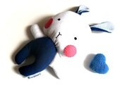 Stuffed toy rabbit bunny rag doll stuffed animal handmade doll toy plushie stuffed blue white 31 cm 12"