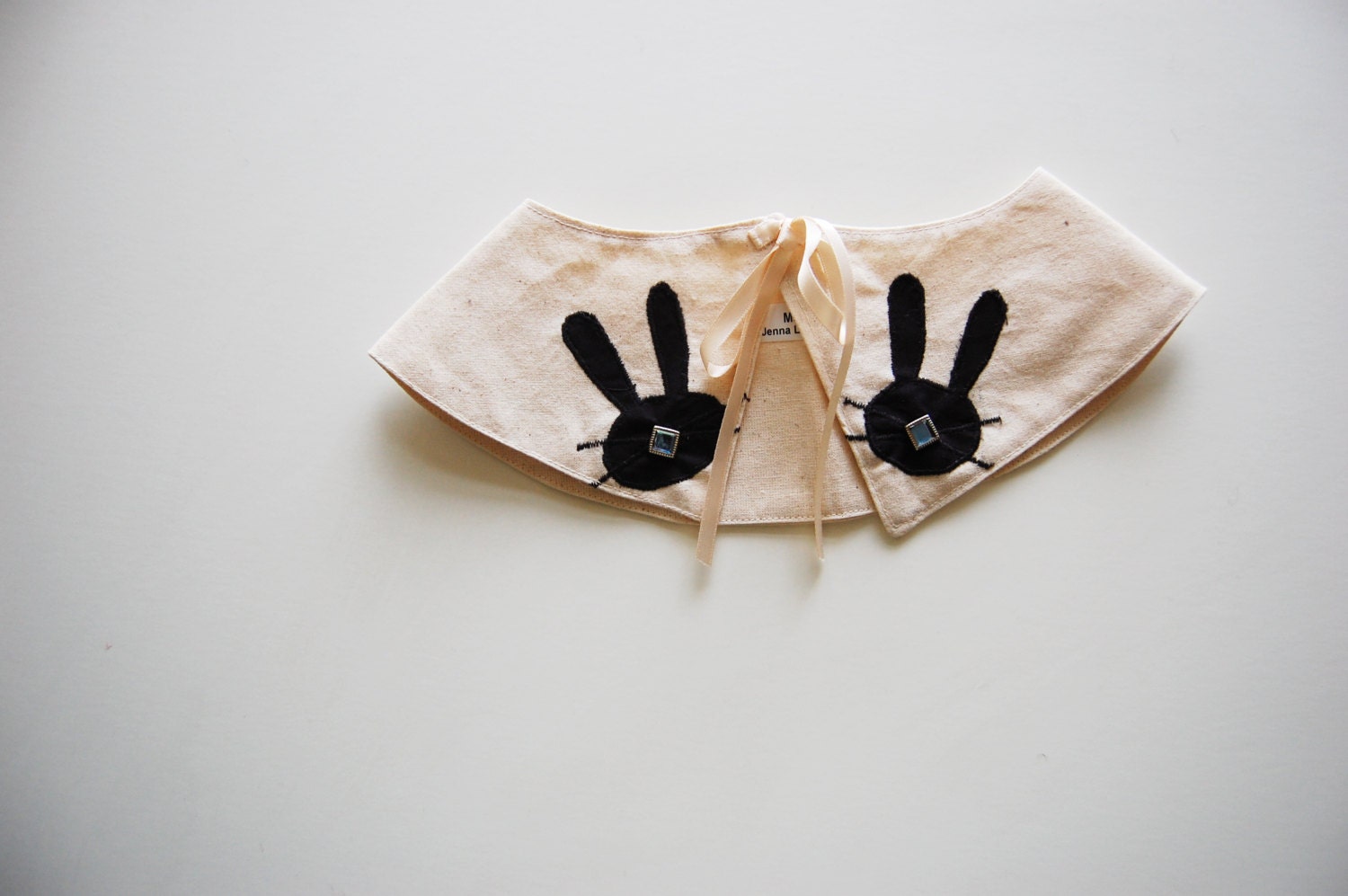 Detachable Bunny Collar with Blue Diamond Shaped Studs