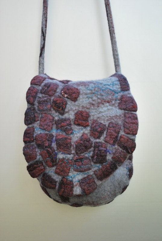 Extraordinary hand felted summer messenger cross over bag wearable art
