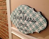 Last Name Wooden Plaque- Family Established Welcome Sign- 15"x20"