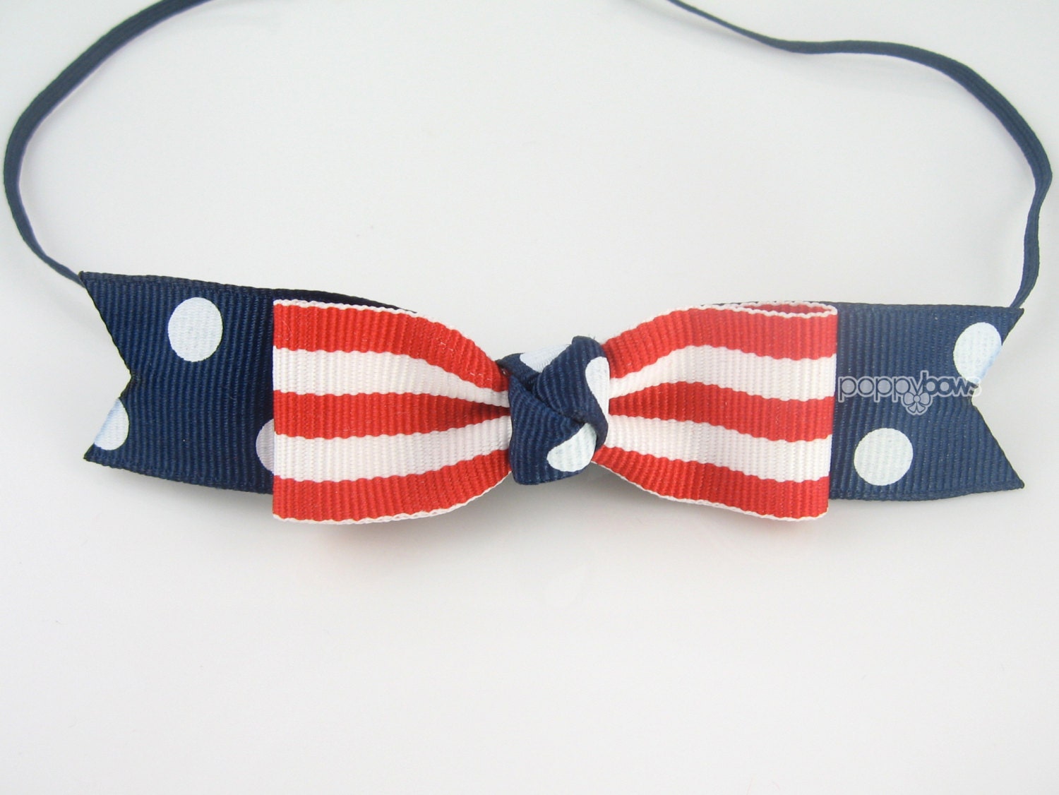 Red White and Blue Baby Headband - 4th of July Headbands Ribbon Bow in Custom Sizes Newborn Baby Toddler Girl Polka Dots Stripes