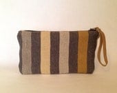 ZIPPER CLUTCH from upcycled upholstery swatches - fabric and leather