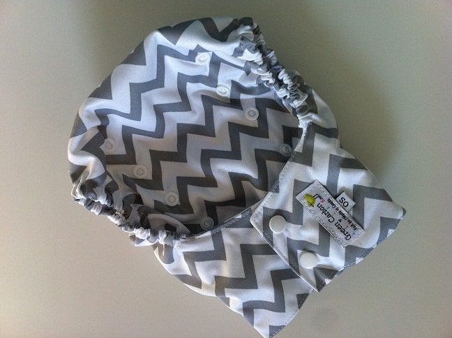 Grey Chevron - Diaper Cover - One Size