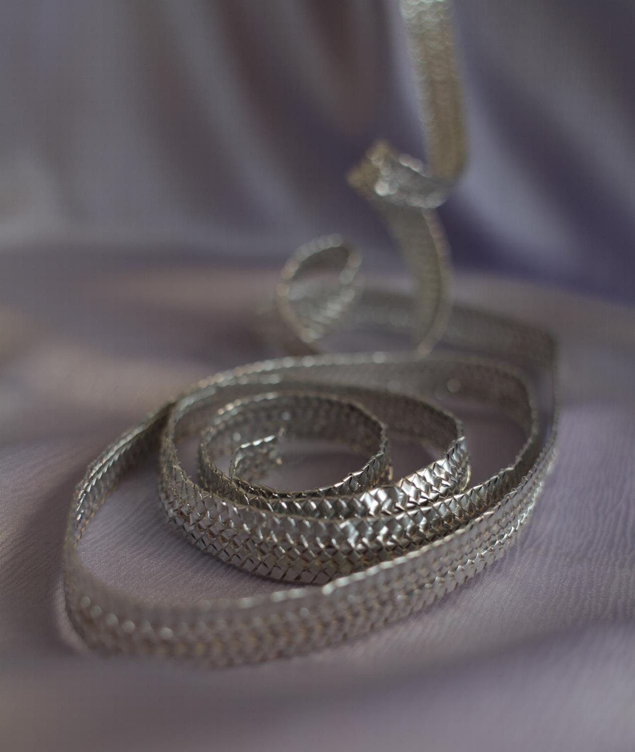 elasticated silver metallic braid herringbone pattern trim punk goth  soft grunge cyberpunk
