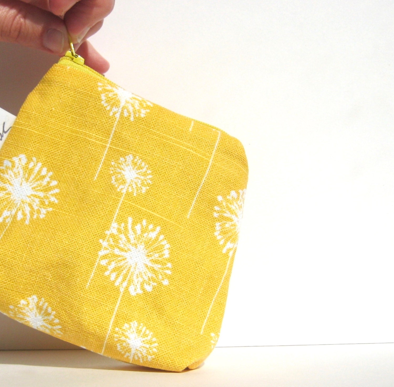 Change Purse. Yellow Marigold Dandelion Pouch. Small Pouch Coin Purse. Zipper Closure. Fabric Lined. Spring/Summer Line.