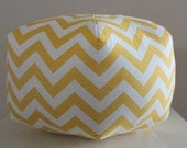 18" Ottoman Pouf Floor Pillow Yellow Chevron Zig Zag