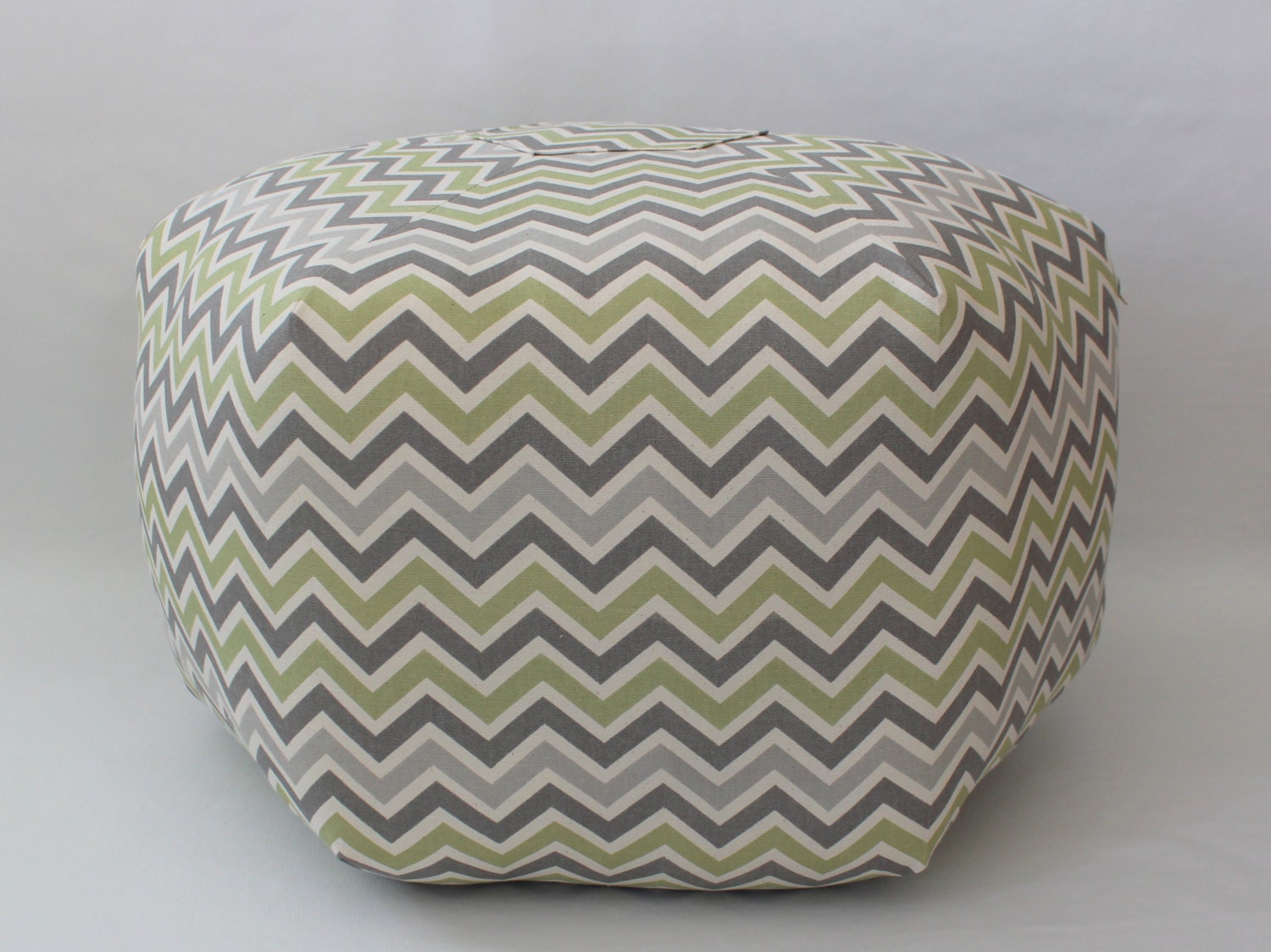 24" Pouf Ottoman Floor Pillow Zoom Zoom Grey Reed Green