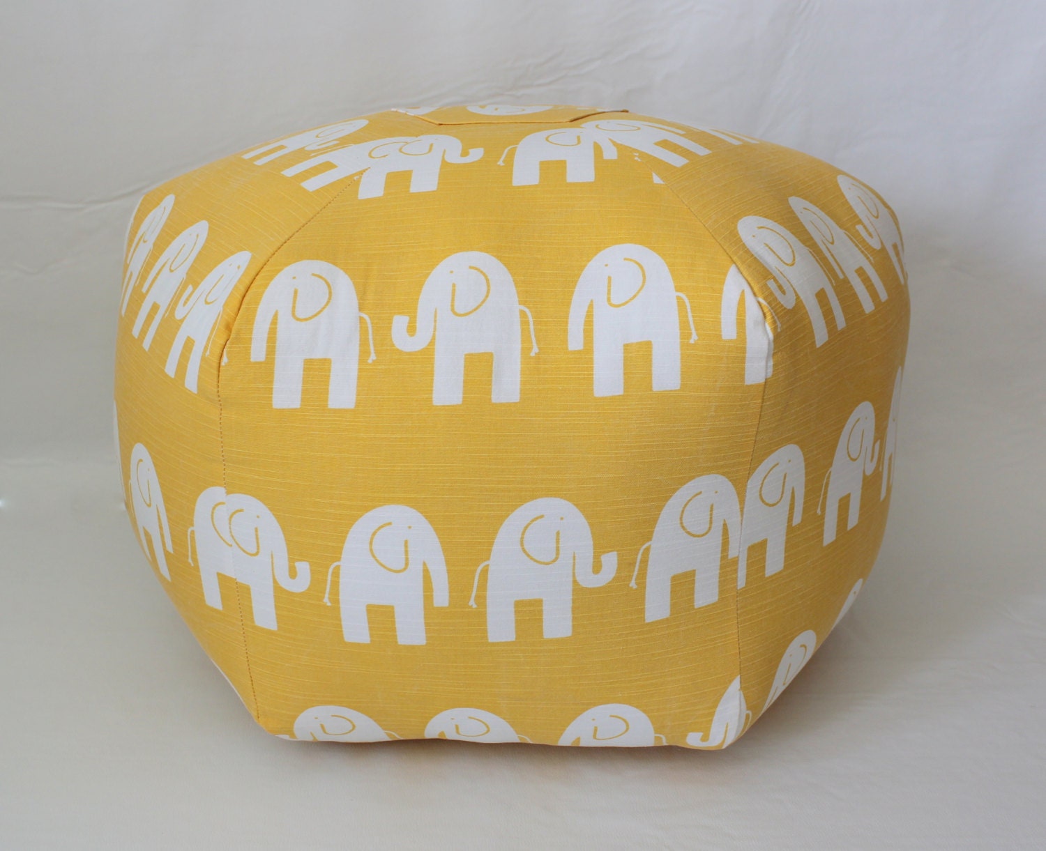 24" Ottoman Pouf Floor Pillow Yellow White Elephant