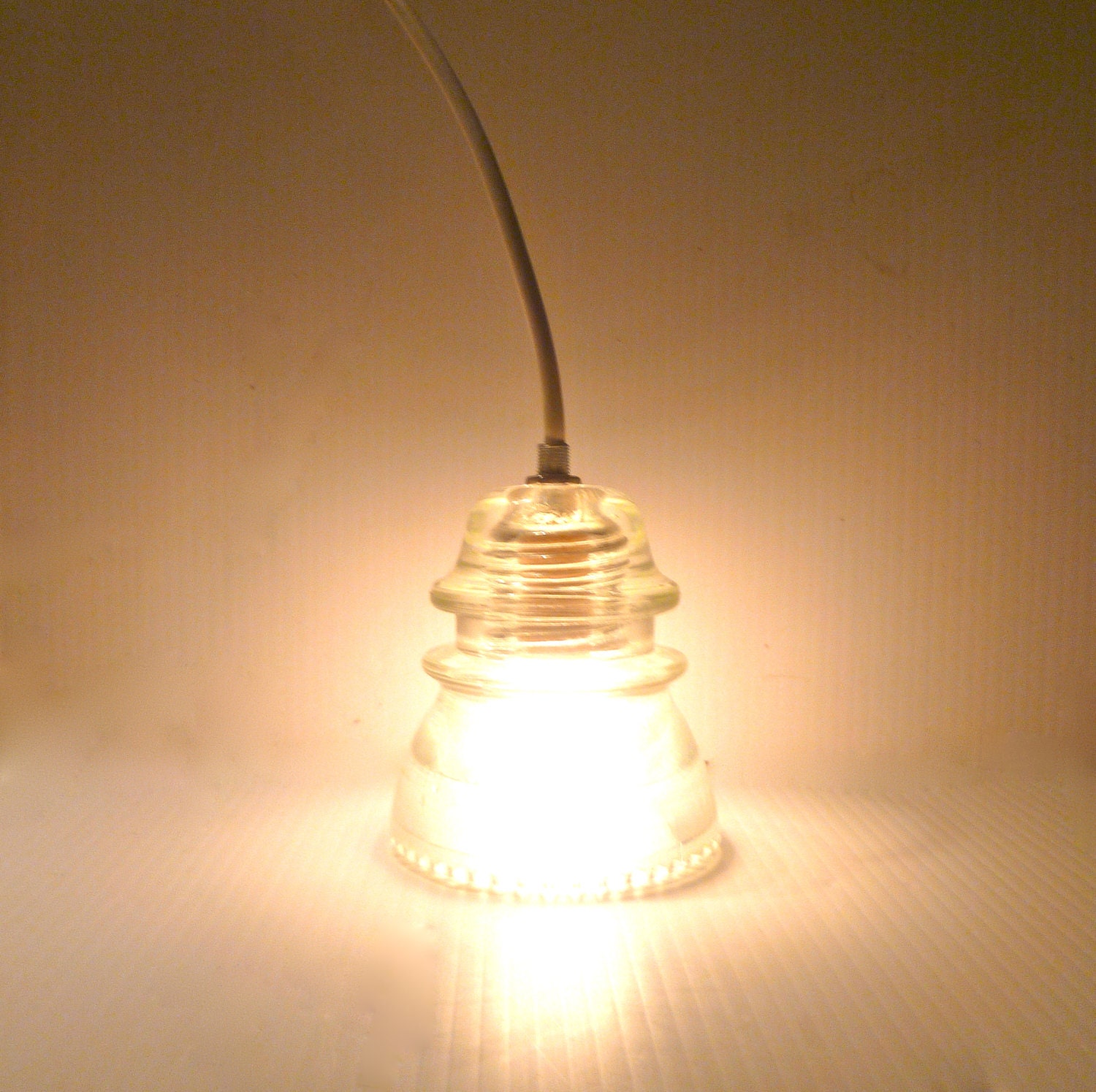 Set of 3 Lights- Bulbs Included One of a Kind Clear Antique Pendant Lights Custom Made ooak white pendant light white insulator white cord