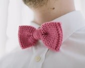 Knitted Men's Bow Tie with Floral Strap: 3 colours available