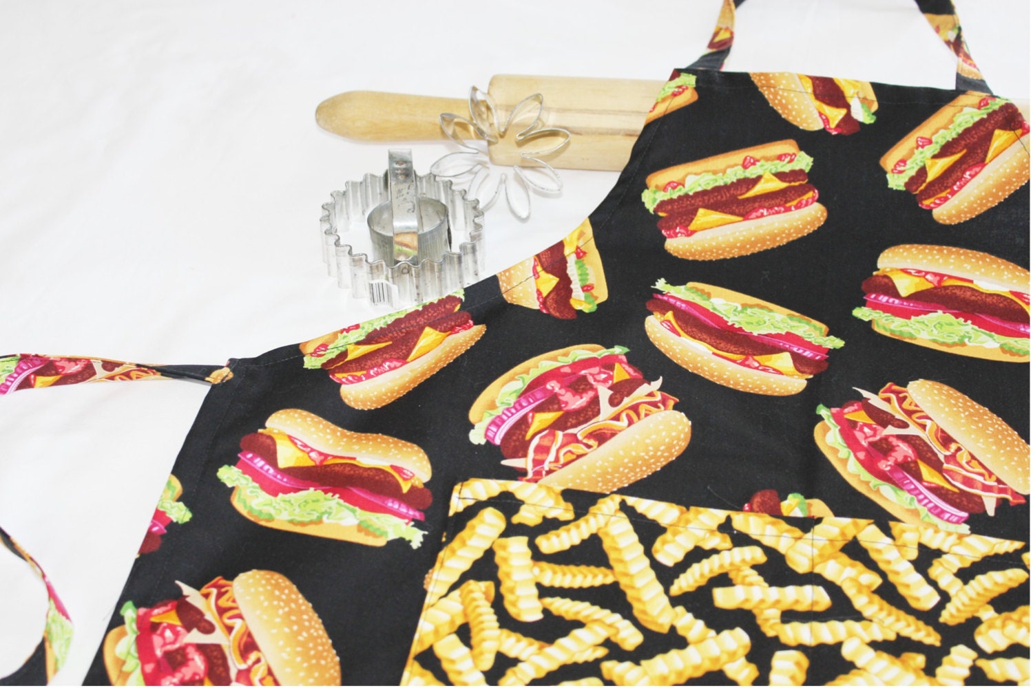 Hamburger and French Fries Youth Size Apron