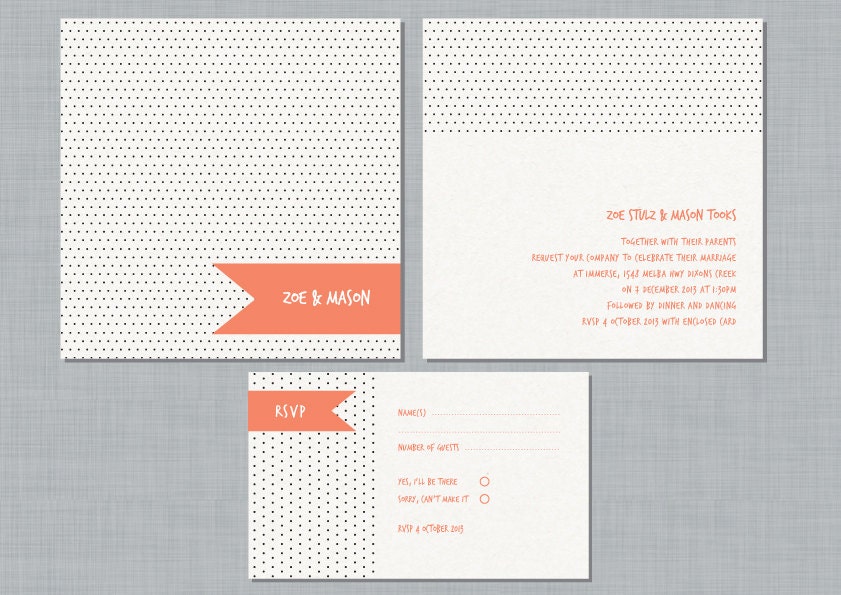 Printable Wedding Invitation Set - Splash of Polka