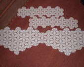 Vintage Set of Three Furniture Doilies Star Pattern 1940s 50s 60s Couch Sofa