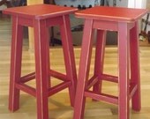 Reclaimed wood/ Distressed/ bar stool/ counter stool/ painted/ barn red/ 25" H