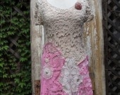 Romantic Vintage Crochet,Lace,Long Top/Dress,Upcycled,Eco Friendly