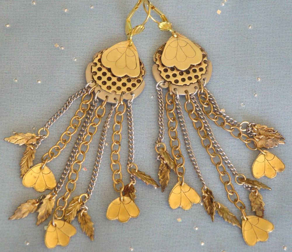 Mixed Metal earrings - Dangle earrings - Metalwork earrings - Metalwork jewelry - Mixed metal jewelry