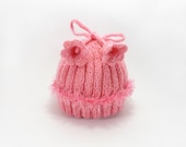 Knitted Baby Hat - Pink, 0 - 6 months