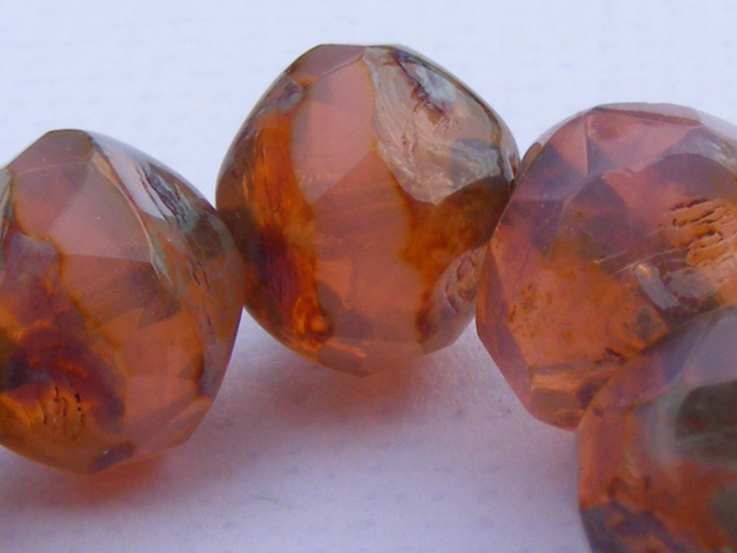 Czech Glass Central Cut Glass Beads . picasso opal . pink . 8mm . 15 each