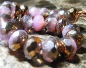 ROSE DIAMOND Czech Glass 6mm x 9mm Fire Polished Bead, Rose Opal, 12 each