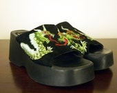 Vtg 90s MIA Embroidered Dragon Platforms size 8