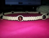 Hemp Necklace thick  natural color with brown beads.