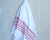 Cotton Kitchen Towel - Vintage Inspired Stripes on White Egyptian Flour Sack