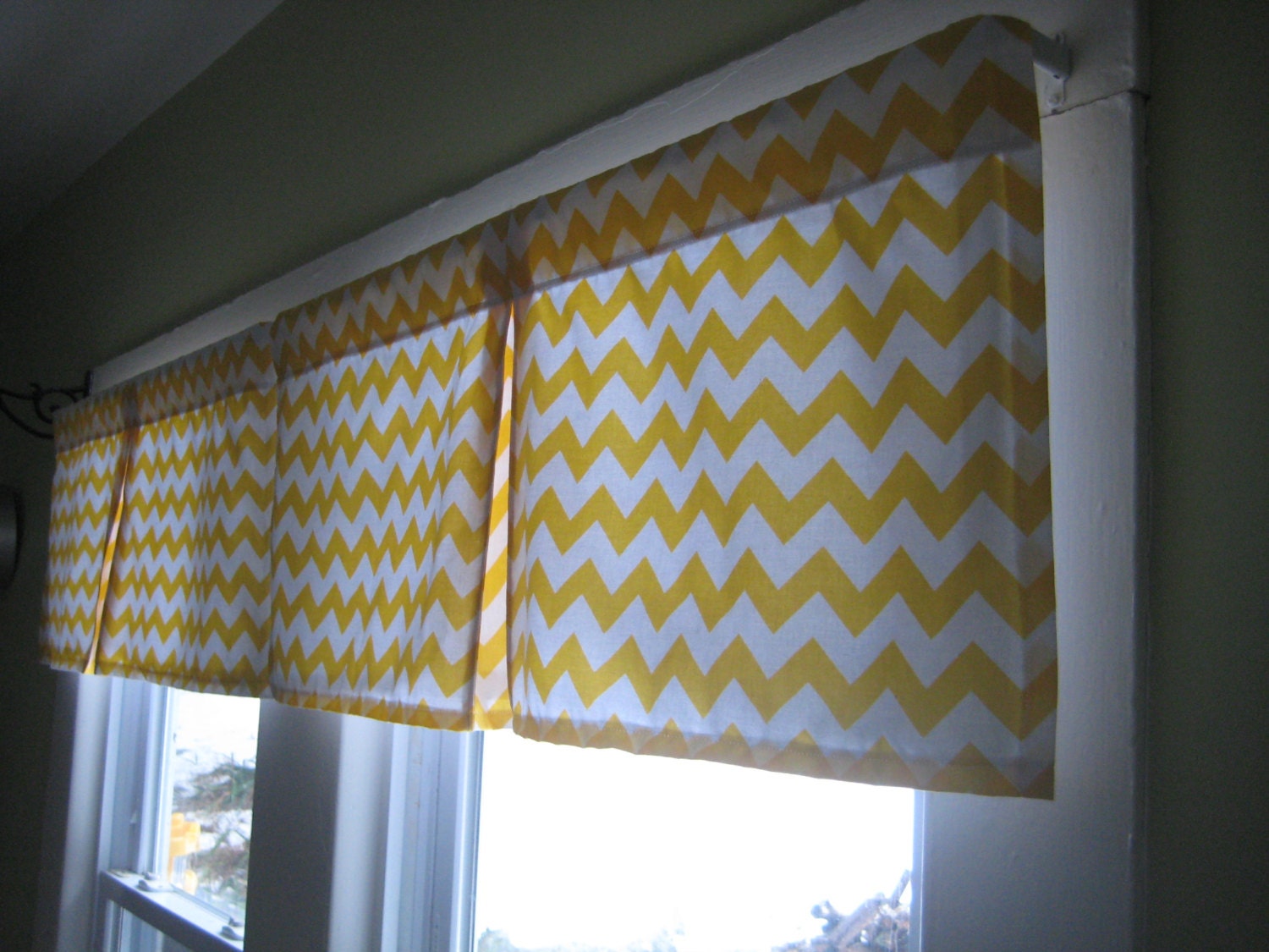 Chevron Window Valance with Center Pleat - 38" Wide - Custom Sizes and Fabrics Welcome