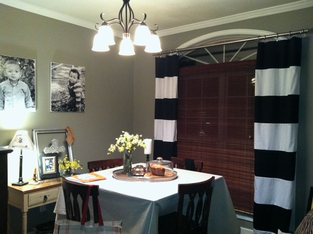 Custom Horizontal Striped Curtains - Set of Two 96" Panels - 35" wide - 18 colors to choose from