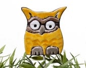 baby owl - plant stake -garden art - garden decor - plant pot decoration-  gift for teacher -'hedwig' - small yellow