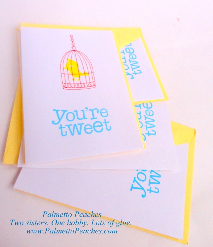 Spring Set of Cards - You're Tweet Cards for Thank You / Just Because - 5" x 3.5" (12.5 cm x 8.75 cm) - (Qty 4)