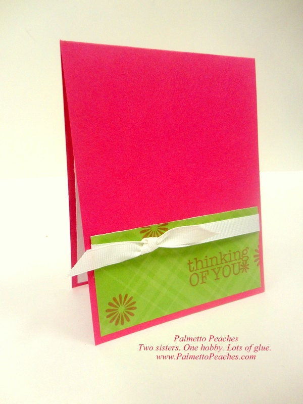 Gift - Note Set - Pink and Green Plaid - Alpha Kappa Alpha / Delta Zeta -  4.25" x 5.25" (Qty 8)