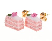 pink rose cake earrings