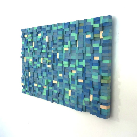 Wall Sculpture - Sea Shore Wood Blocks