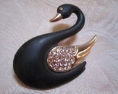 Black Swan Rhinestone Brooch