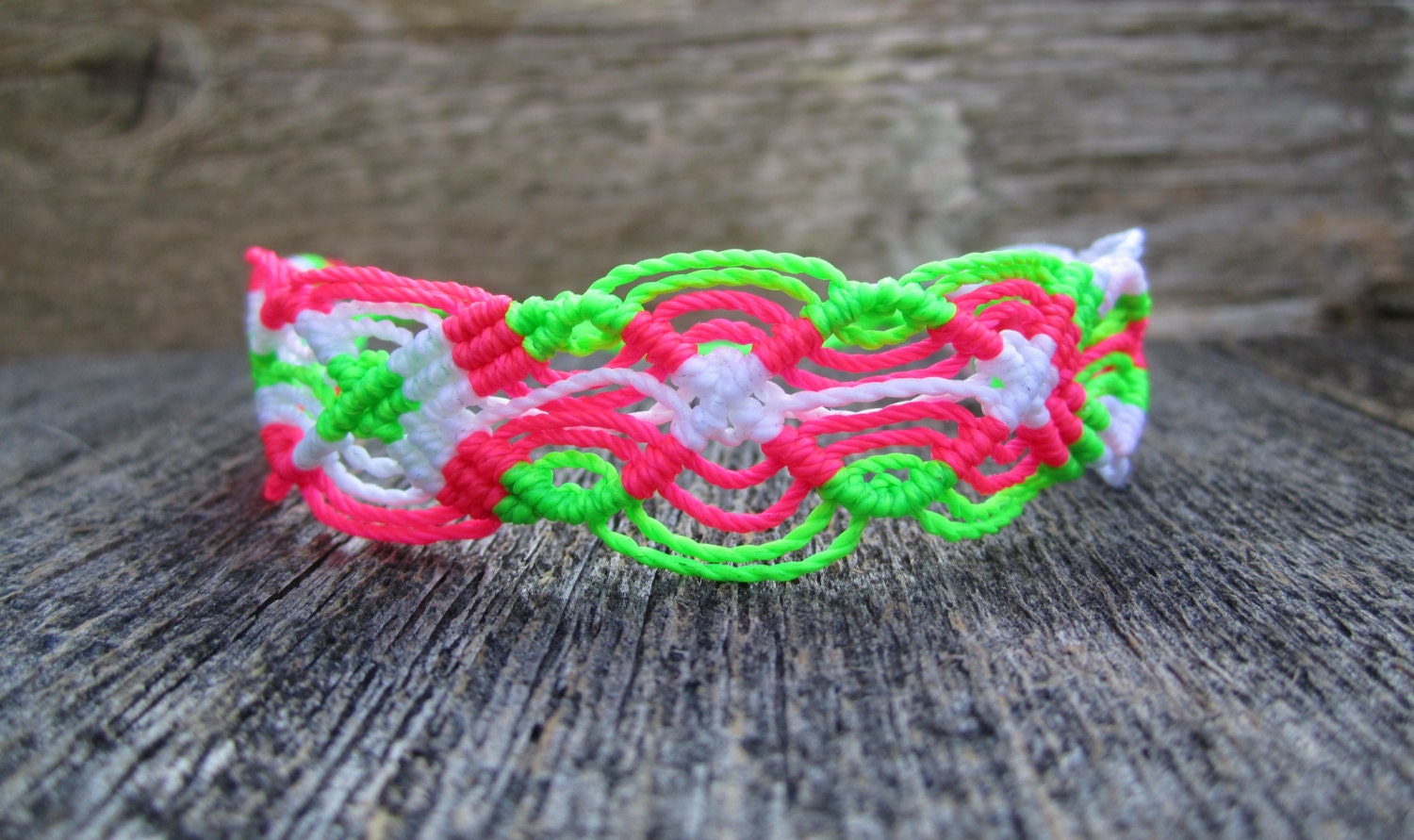 Handmade Micro Macrame Friendship Bracelet in Neon