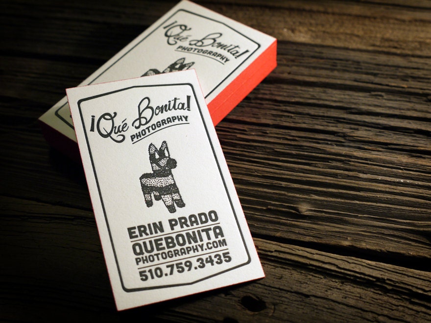 Custom Letterpress Business Card and Graphic Design Package w/ edge printing - 100qty