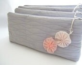 Weddings Bridal Accessories Clutches Bridesmaids Gift Set of 4 Cosmetic bags Pastel Pink Flowers - DecoZoneStudio