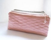Set of 6 Bridesmaids Gifts Coral Pink Wedding Clutches Cosmetic Bags Bridal Accessories