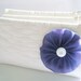 Wedding Bridal / Bridesmaids Clutch with Purple Flower Brooch, Ivory Cosmetic Bag, Personalized Gift