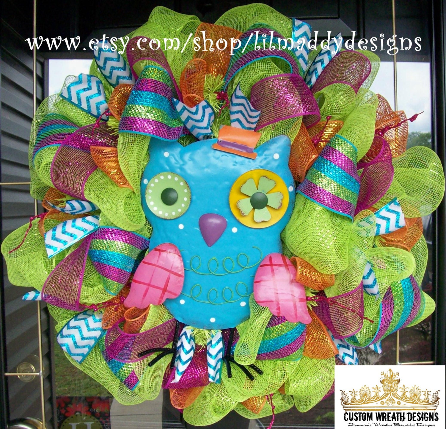 Whimsical Bright Owl Summer Wreath