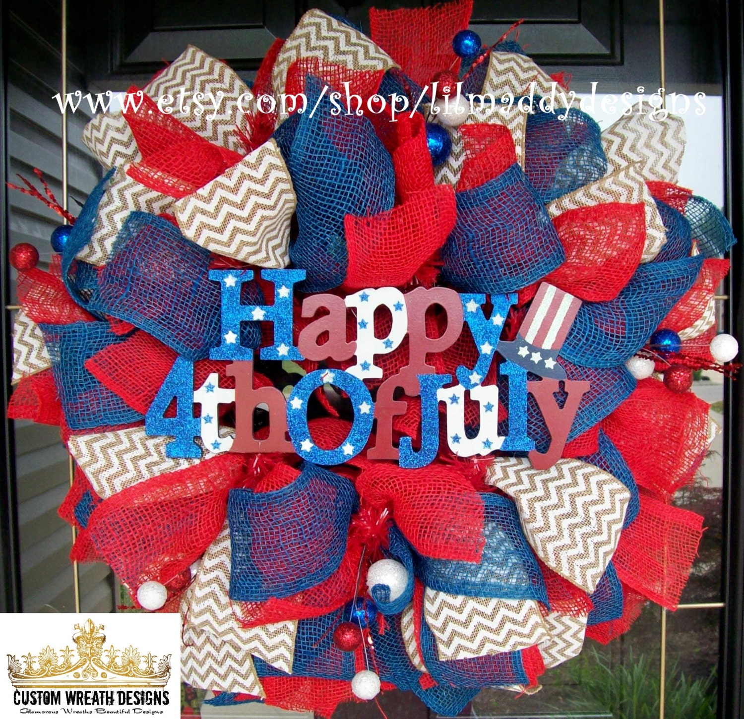 Burlap Happy Fourth of July Wreath