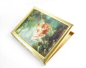 Vintage Lady on Swing Cigarette Case / Baroque Lady Compact / Marie Antoinette Style Cigarette Case - Le Cas de Cigarettes.