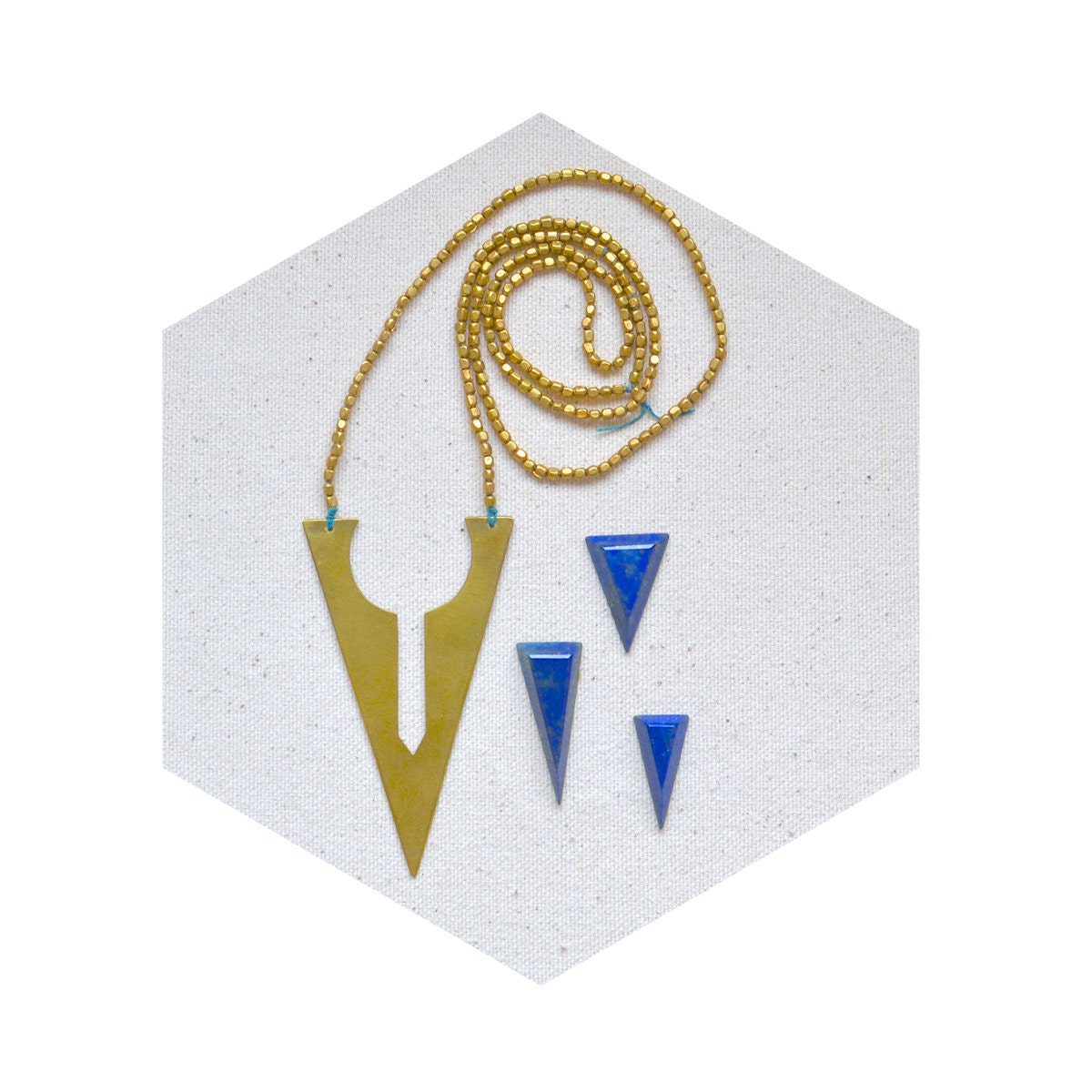 HALF OFF The Shield Series - Hand Cut Raw Brass with Delicate Brass Beads