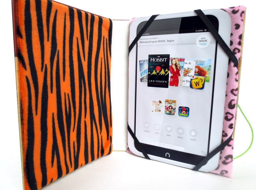 Wild Animal Book Case for Kindle Fire, Upcycled from Vintage 1956 Kids Book, Fits 7 inch Kindle, Nook HD, Galaxy Tab Too